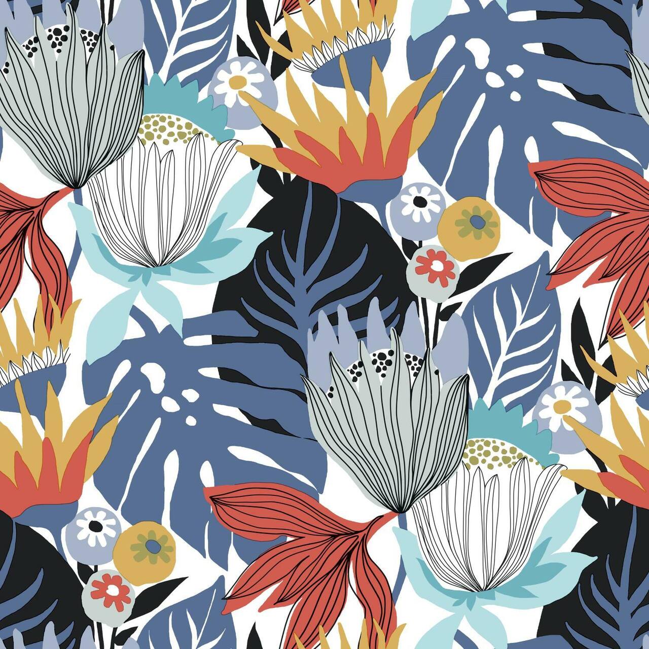 RoomMates Retro Tropical Leaves Peel & Stick Wallpaper